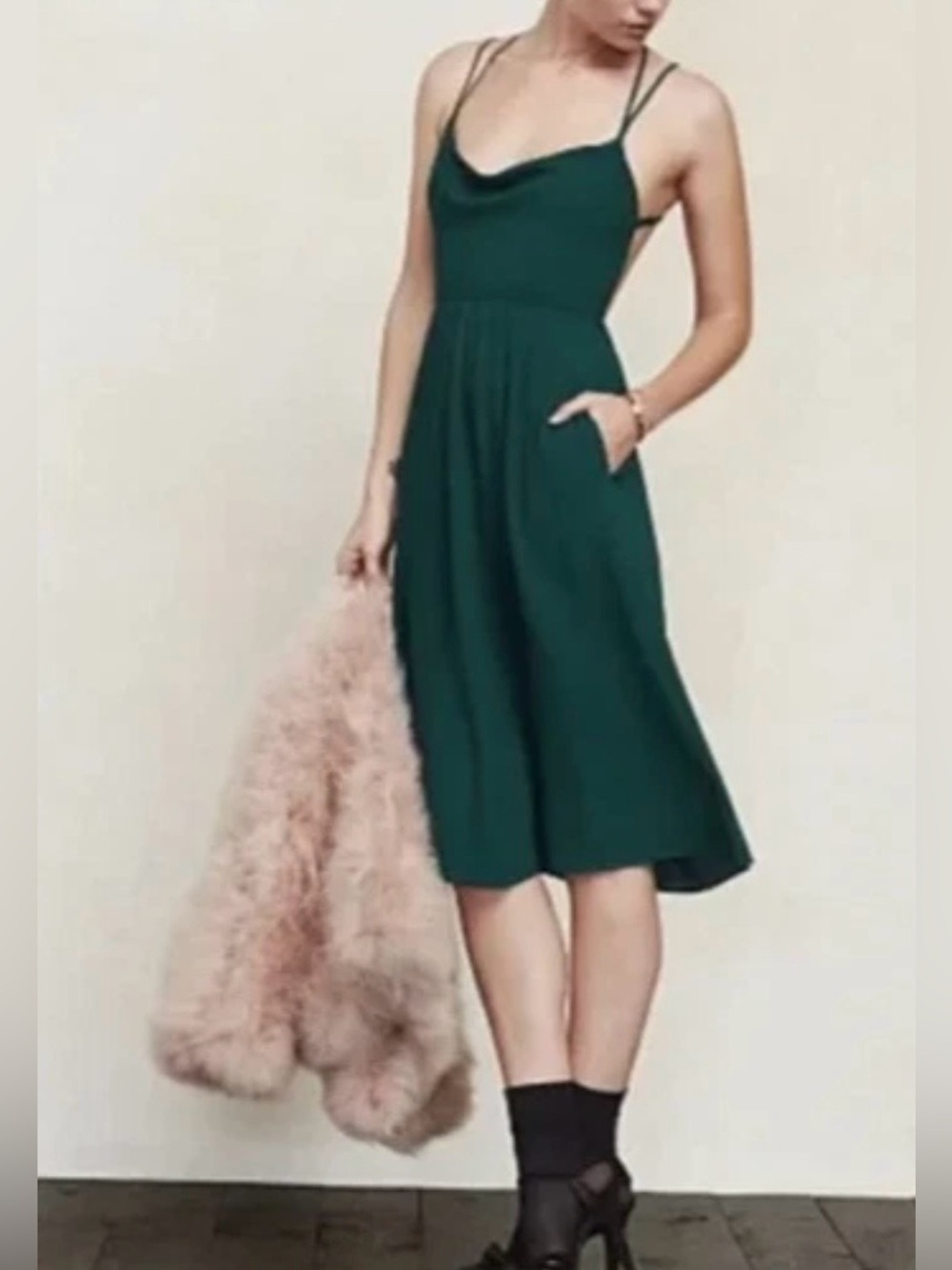 Reformation Dress In Jewel Green